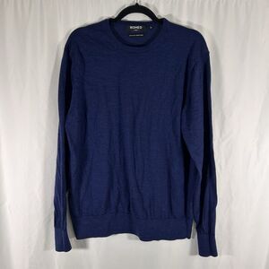 Romeo Extra Fine Merino Wool Sweater Mens XL Blue Long Sleeve Pullover Crew Neck